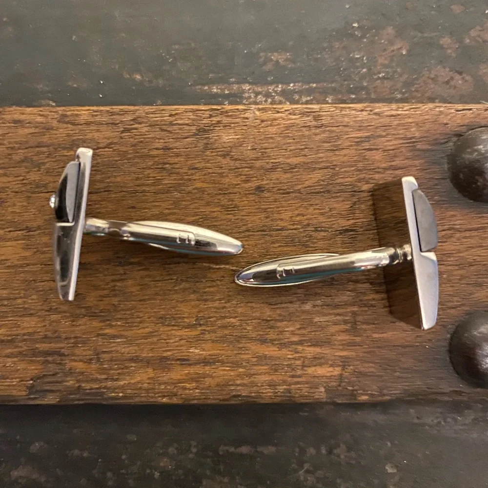 Cuff links two toned with diamond stud in each ~